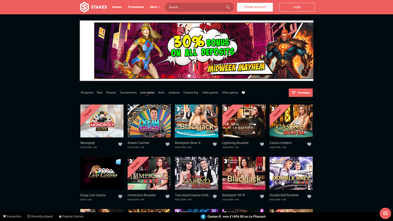 Stakes Casino Desktop Live Dealer