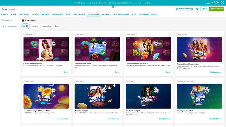 Star Casino Desktop Promotions