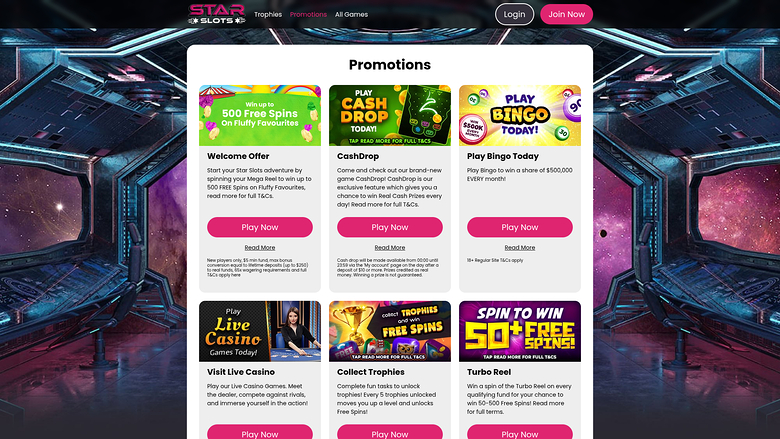 Promozioni desktop di Star Slots