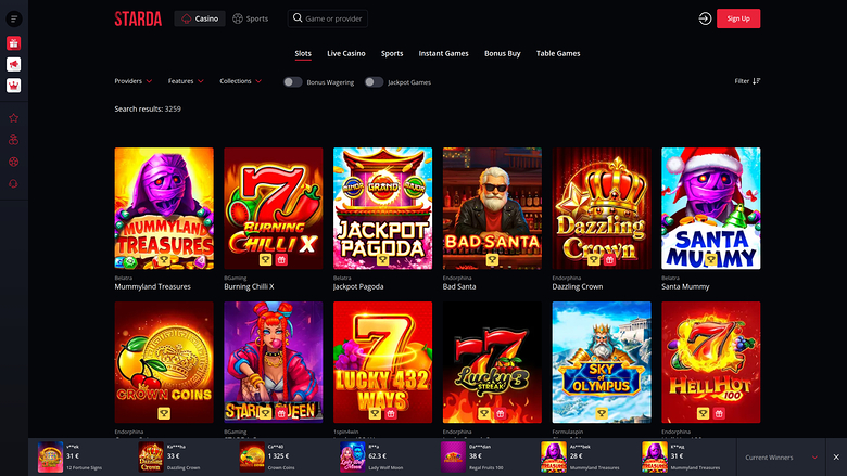 Starda Casino Desktop-Spiele
