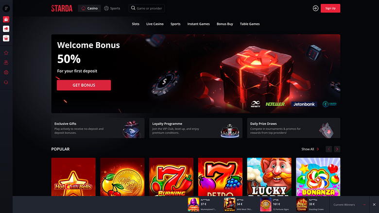 Starda Casino Desktop-Homepage