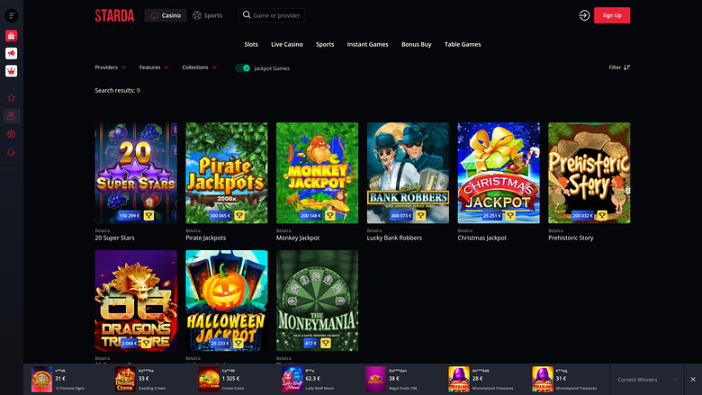 Starda Casino Desktop Jackpot