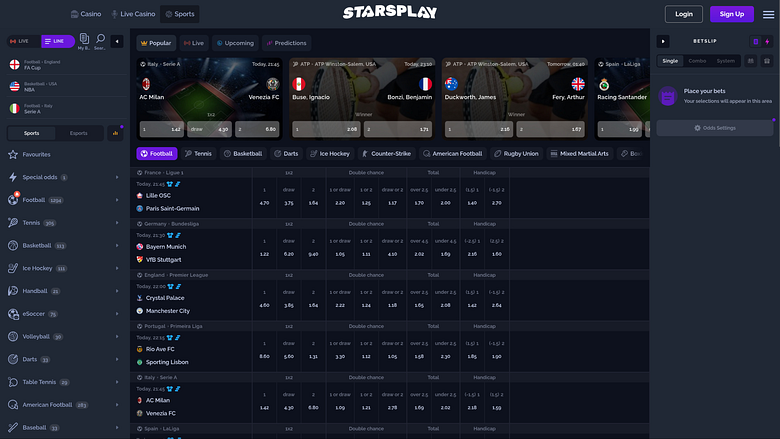 StarsPlay Casino Desktop Sportwetten