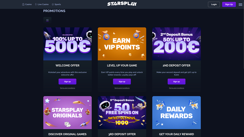 Promotions du casino StarsPlay