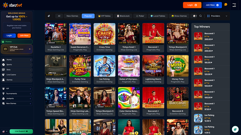 Starzbet Casino Desktop Live Dealer