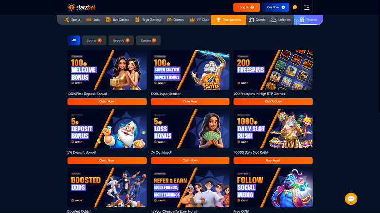 Акции казино Starzbet для настольных компьютеров
