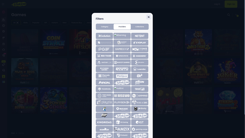 Starzino Casino Desktop-Spieleentwickler