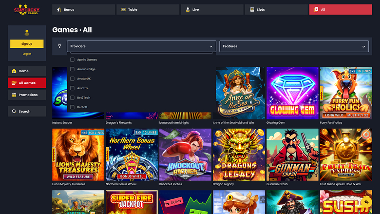Développeurs de jeux de bureau de Stay Lucky Casino