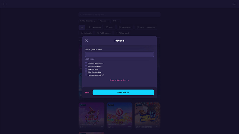 Screenshot degli sviluppatori del gioco StealthBet Casino