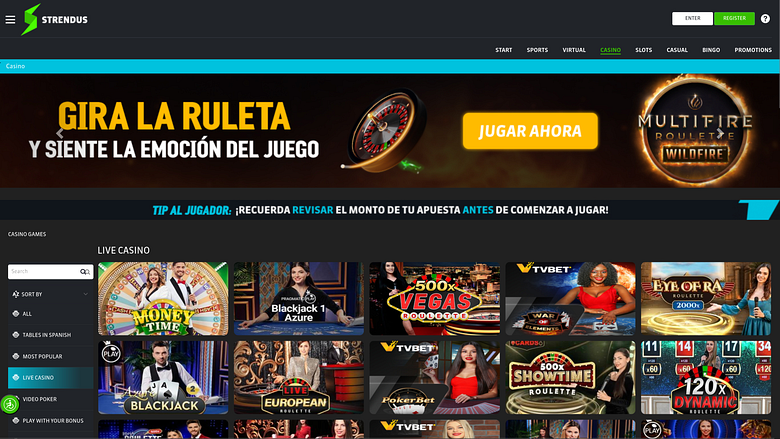 Strendus Casino croupier en direct sur ordinateur