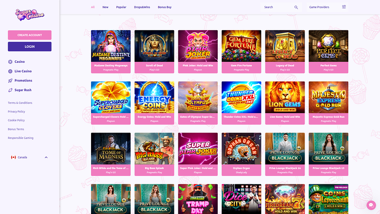 Juegos de escritorio de Sugar Casino