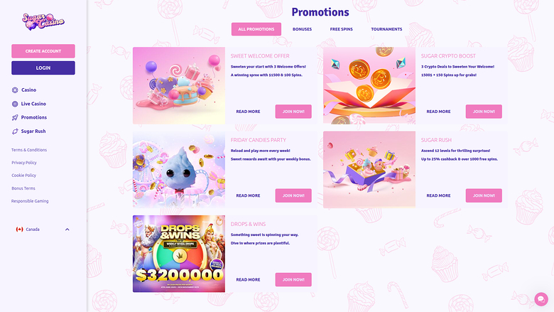 Promociones de escritorio de Sugar Casino