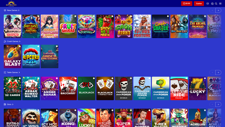 Jeux de bureau de Sun Palace Casino