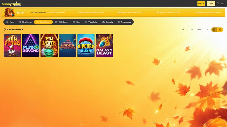 Giochi casual per desktop di Sunnyspins Casino
