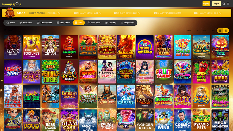 Sunnyspins Casino Desktop Games
