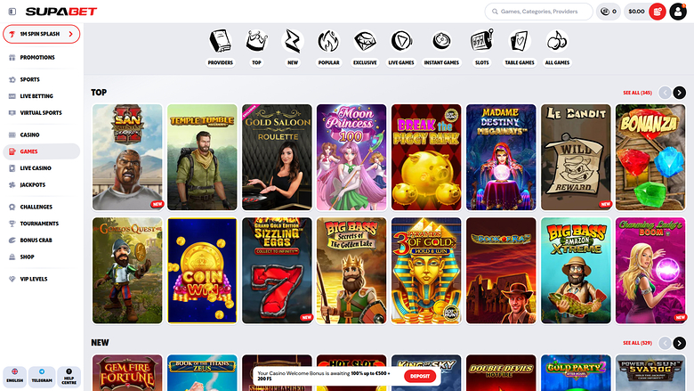 Jeux de bureau de Supabet Casino