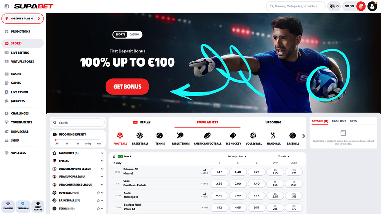 Sports sur bureau de Supabet Casino