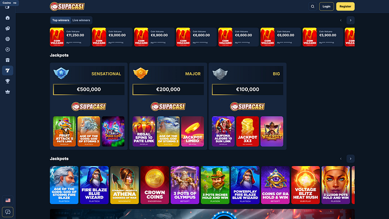 Jackpot da desktop del casinò Supacasi