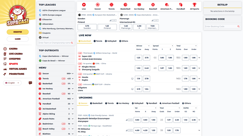 Sports sur bureau de Supacasi Casino