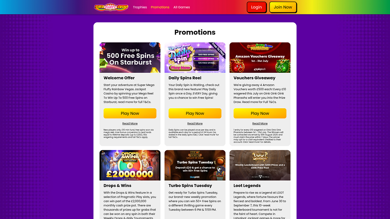 Promotions sur bureau de Super Fluffy Casino