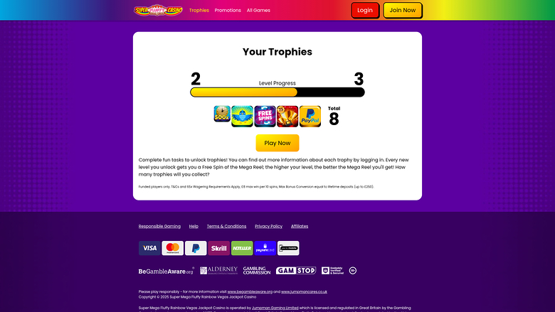 Trophées sur bureau de Super Fluffy Casino