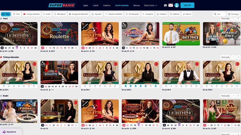 Dealer live desktop di Superbahis