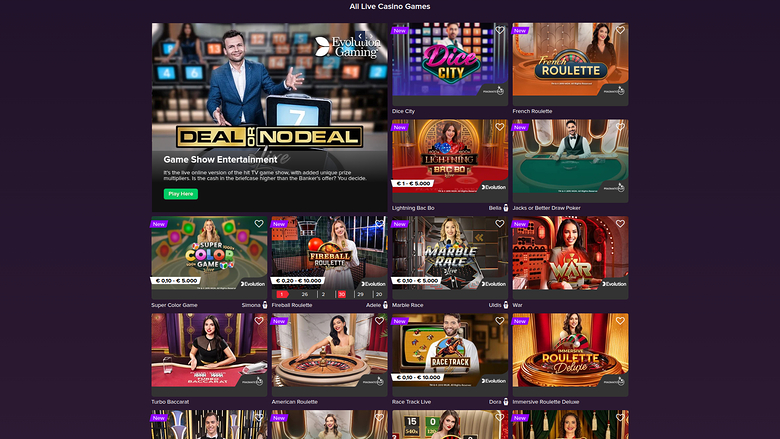 Live dealer desktop di SuperCasino