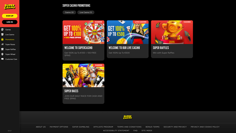 Promotions SuperCasino sur ordinateur