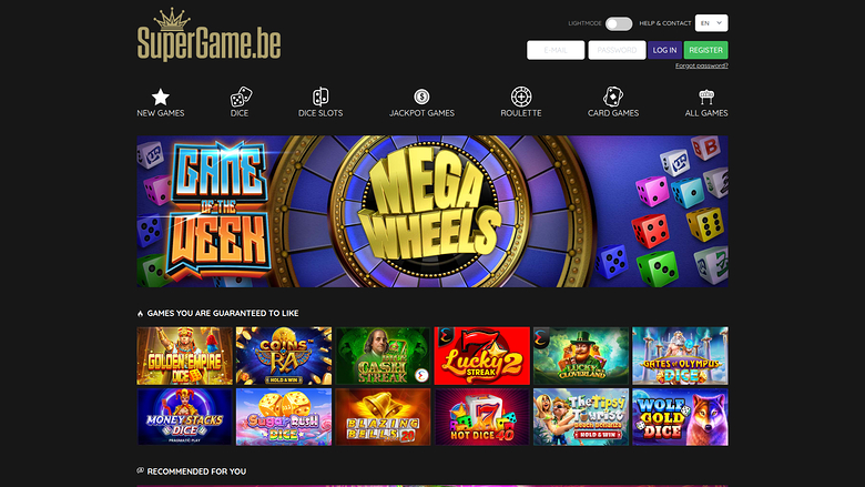 Page d'accueil de bureau de SuperGame Casino