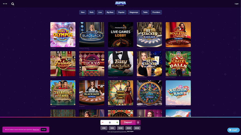 Superkasino Casino sur ordinateur avec croupier en direct