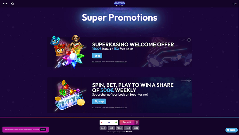 Promotions pour ordinateur de bureau du casino Superkasino