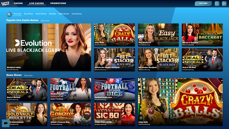 SuperNopea Casino avec croupier en direct sur ordinateur