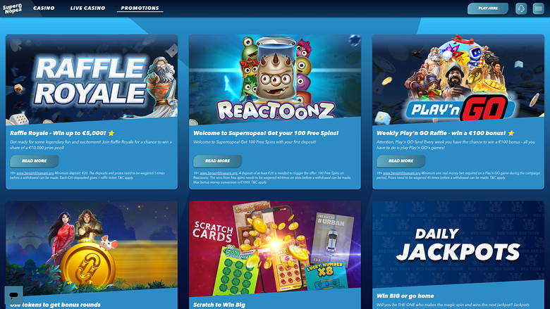 Promotions de bureau de SuperNopea Casino