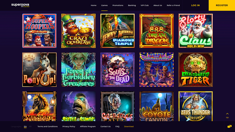 Jeux de bureau de Supernova Casino