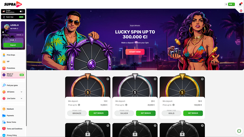 SupraPlay Casino Desktop Wheel of Fortune
