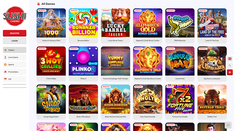 Jeux de bureau de Sushi Casino