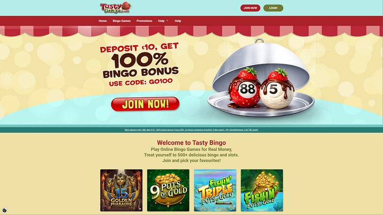 Домашняя страница для компьютеров Tasty Bingo