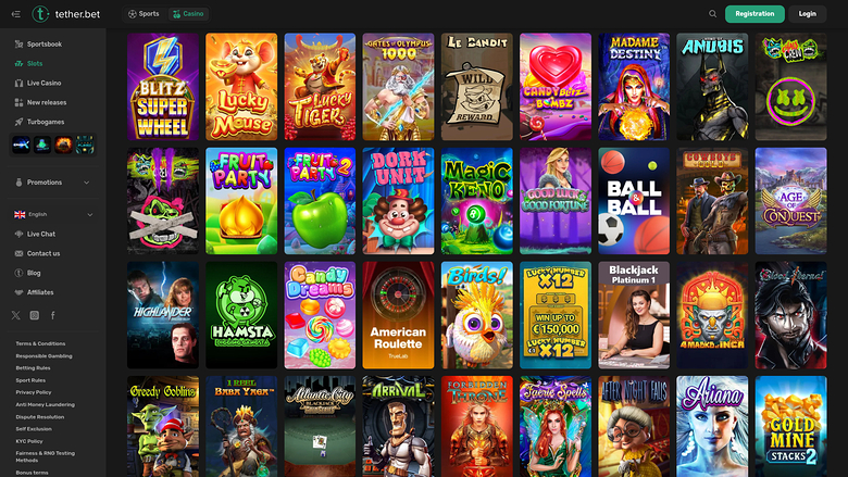 Tether Bet Casino Desktop-Spiele