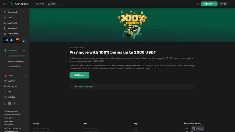 Tether Bet Casino Desktop-Promotions