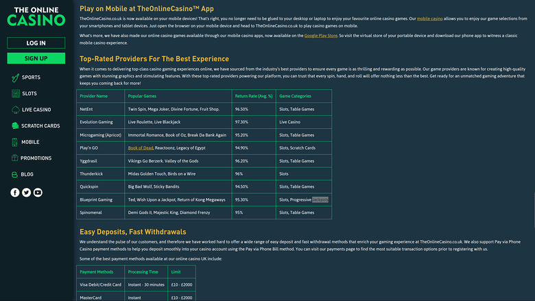 Los desarrolladores de juegos de escritorio de The Online Casino