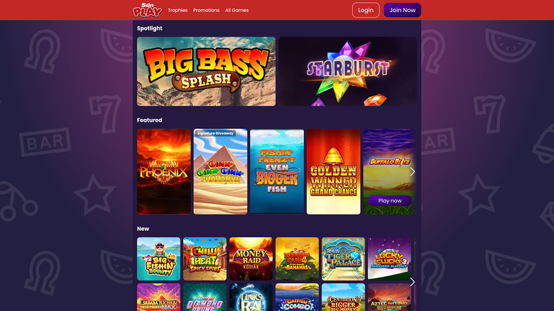 Giochi desktop di The Sun Play Casino