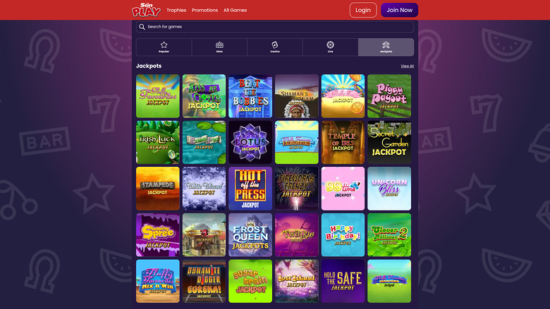 Jackpot desktop di The Sun Play Casino