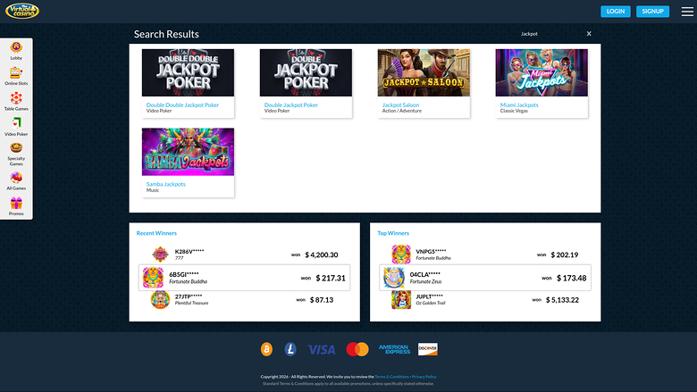 Le jackpot du casino The Virtual sur ordinateur