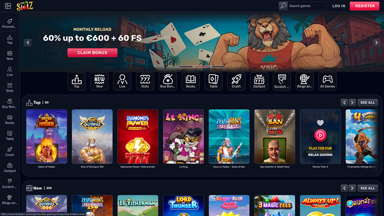 TheSlotz Casino Desktop-Startseite