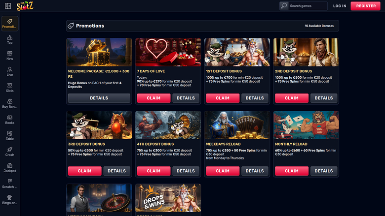 TheSlotz Casino Desktop-Aktionen