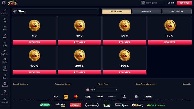 TheSlotz Casino Desktop Shop