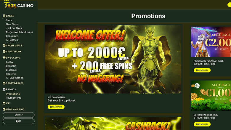 Promotions de bureau de Thor Casino
