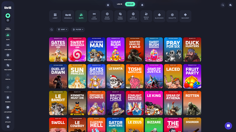 Jeux de casino Thrill sur ordinateur