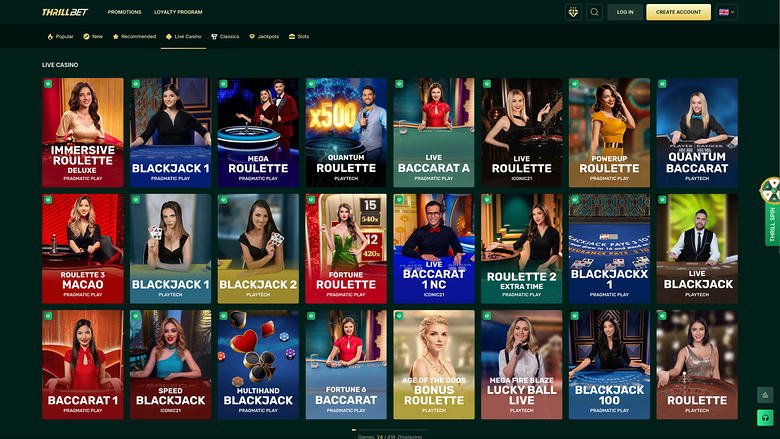 Thrillbet Casino Desktop Live Dealer