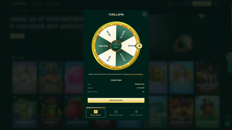 Thrillbet Casino Desktop Spin